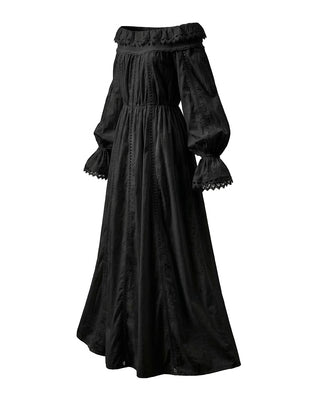 ABITO LUNGO OFF-SHOULDER IN COTONE BLACK