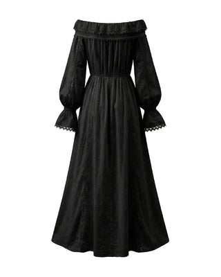 ABITO LUNGO OFF-SHOULDER IN COTONE BLACK