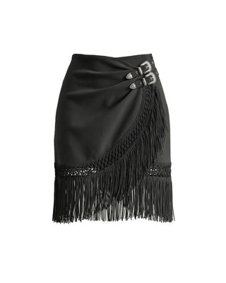 GONNA MINI CON FRANGE DARK BLACK