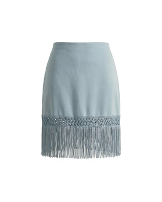 GONNA MINI CON FRANGE  DUSTY BLUE