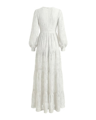 ABITO LUNGO IN PIZZO MACRAME' CON SCOLLO PROFONDO