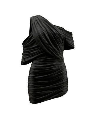 ABITO MINI ADERENTE IN JERSEY CON SCOLLO ASIMMETRICO BLACK