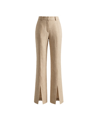 PANTALONE FLARE SARTORIALE IN LINO STRETCH CON SPACCHI