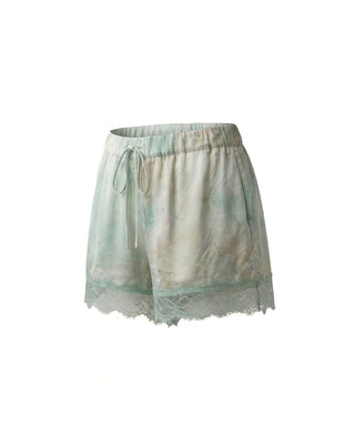 SHORTS TIE-DYE IN VISCOSA CON INSERTI IN PIZZO - TIE DYE