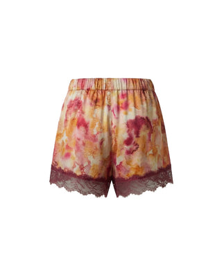 SHORTS TIE-DYE IN VISCOSA CON INSERTI IN PIZZO CHERRY