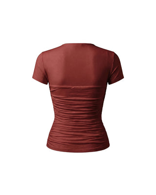 T-SHIRT IN JERSEY CON SCOLLO A BARCA E CORSETTO CON LACCI