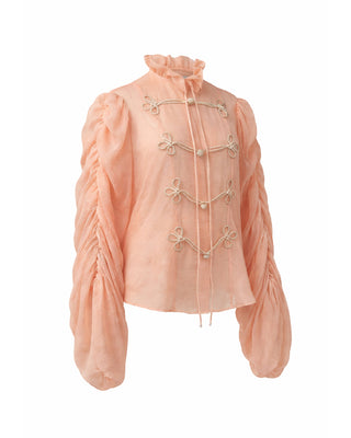 CAMICIA IN CREPONNE CON ALAMARI E MANICHE AMPIE
