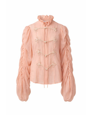 CAMICIA IN CREPONNE CON ALAMARI E MANICHE AMPIE