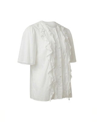 CAMICIA CON ROUCHES E INSERTI IN PIZZO