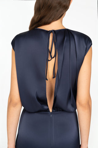 LONG SATIN DRESS WITH DRAPING