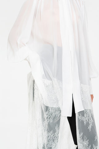 LONG SILK AND LACE SHIRT