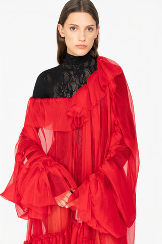 OVERSIZED SILK SHIRT WITH RUFFLES