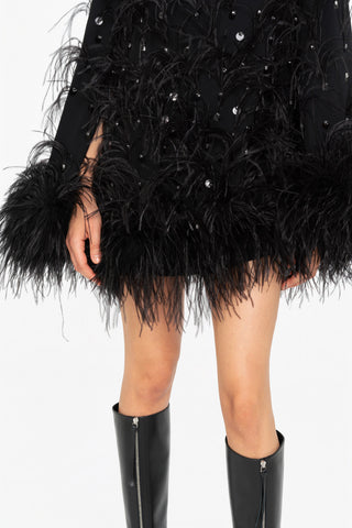 TUNIC MINIDRESS WITH FEATHERS