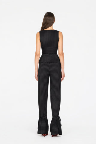 PINSTRIPED TROUSERS WITH LACES