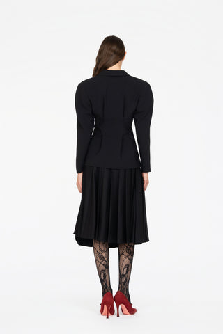 PLEATED WOOL MIDI SKIRT