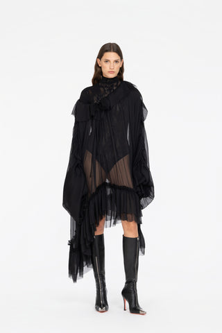 OVERSIZED SILK SHIRT WITH RUFFLES