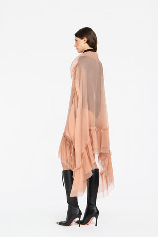 OVERSIZED SILK SHIRT WITH RUFFLES