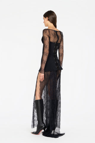 LONG LACE DRESS WITH BUSTIER