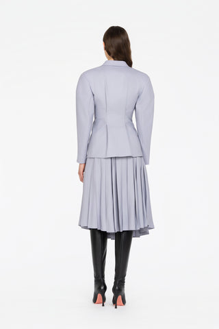 PLEATED WOOL MIDI SKIRT