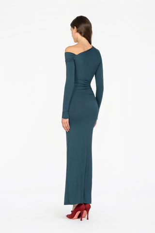 LONG ONE-SHOULDER JERSEY DRESS