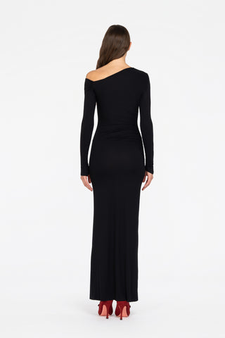 LONG ONE-SHOULDER JERSEY DRESS