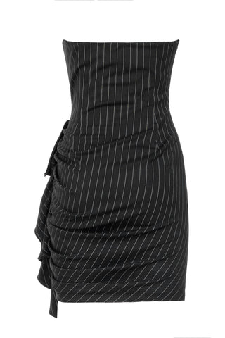 PINSTRIPED BUSTIER MINIDRESS