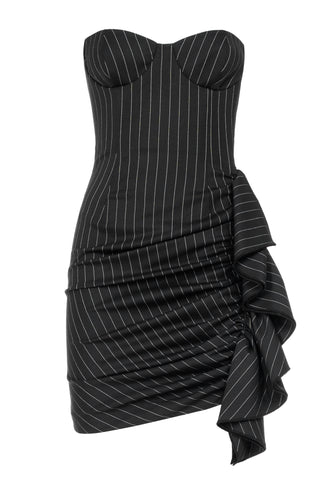 PINSTRIPED BUSTIER MINIDRESS