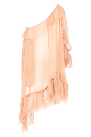 OVERSIZED SILK SHIRT WITH RUFFLES