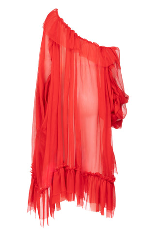 OVERSIZED SILK SHIRT WITH RUFFLES