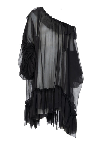 OVERSIZED SILK SHIRT WITH RUFFLES