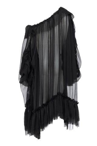 OVERSIZED SILK SHIRT WITH RUFFLES