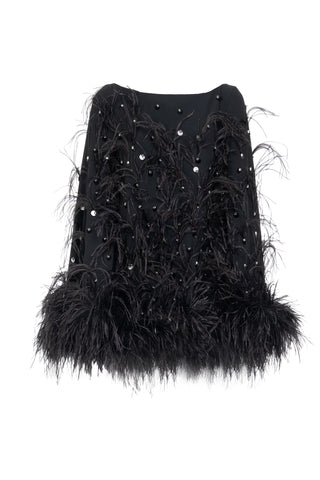 TUNIC MINIDRESS WITH FEATHERS