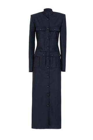 STRETCH WOOL MIDI DRESS