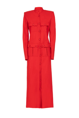 STRETCH WOOL MIDI DRESS