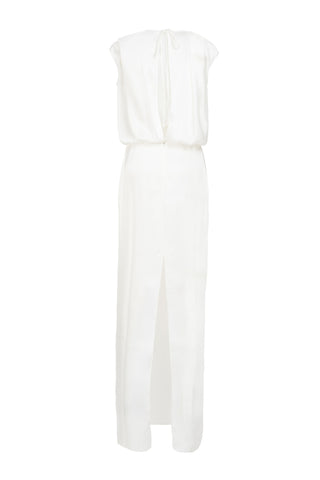 LONG SATIN DRESS WITH DRAPING