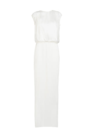 LONG SATIN DRESS WITH DRAPING
