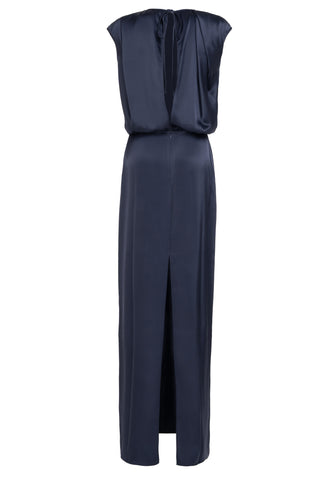 LONG SATIN DRESS WITH DRAPING