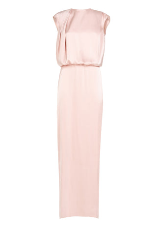 LONG SATIN DRESS WITH DRAPING