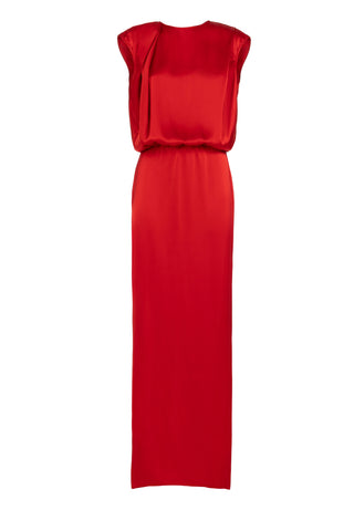 LONG SATIN DRESS WITH DRAPING