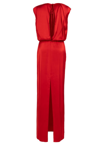 LONG SATIN DRESS WITH DRAPING