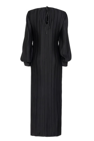 LONG PLEATED DRESS WITH SIDE SPLIT