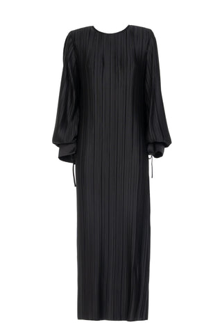 LONG PLEATED DRESS WITH SIDE SPLIT