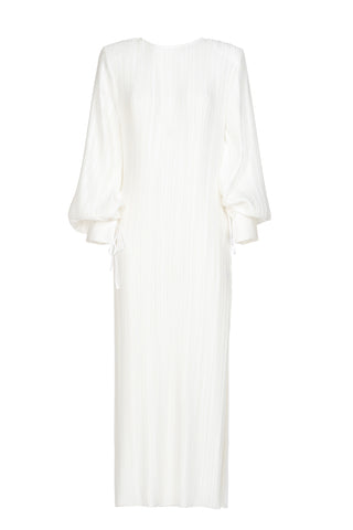 LONG PLEATED DRESS WITH SIDE SPLIT