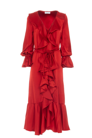 ABITO MIDI CON VOLANT