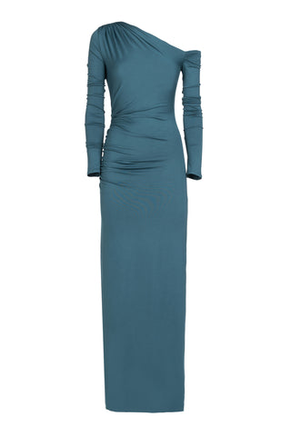 LONG ONE-SHOULDER JERSEY DRESS