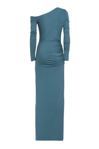 LONG ONE-SHOULDER JERSEY DRESS