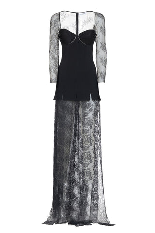 LONG LACE DRESS WITH BUSTIER