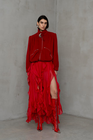 BOMBER IN PANNO DI LANA E CASHMERE CON COLLO ALTO