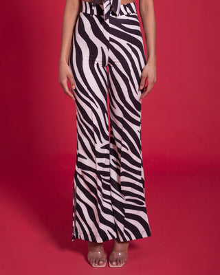 Flared trousers with side slit